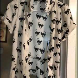 ModCloth button shirt with cats